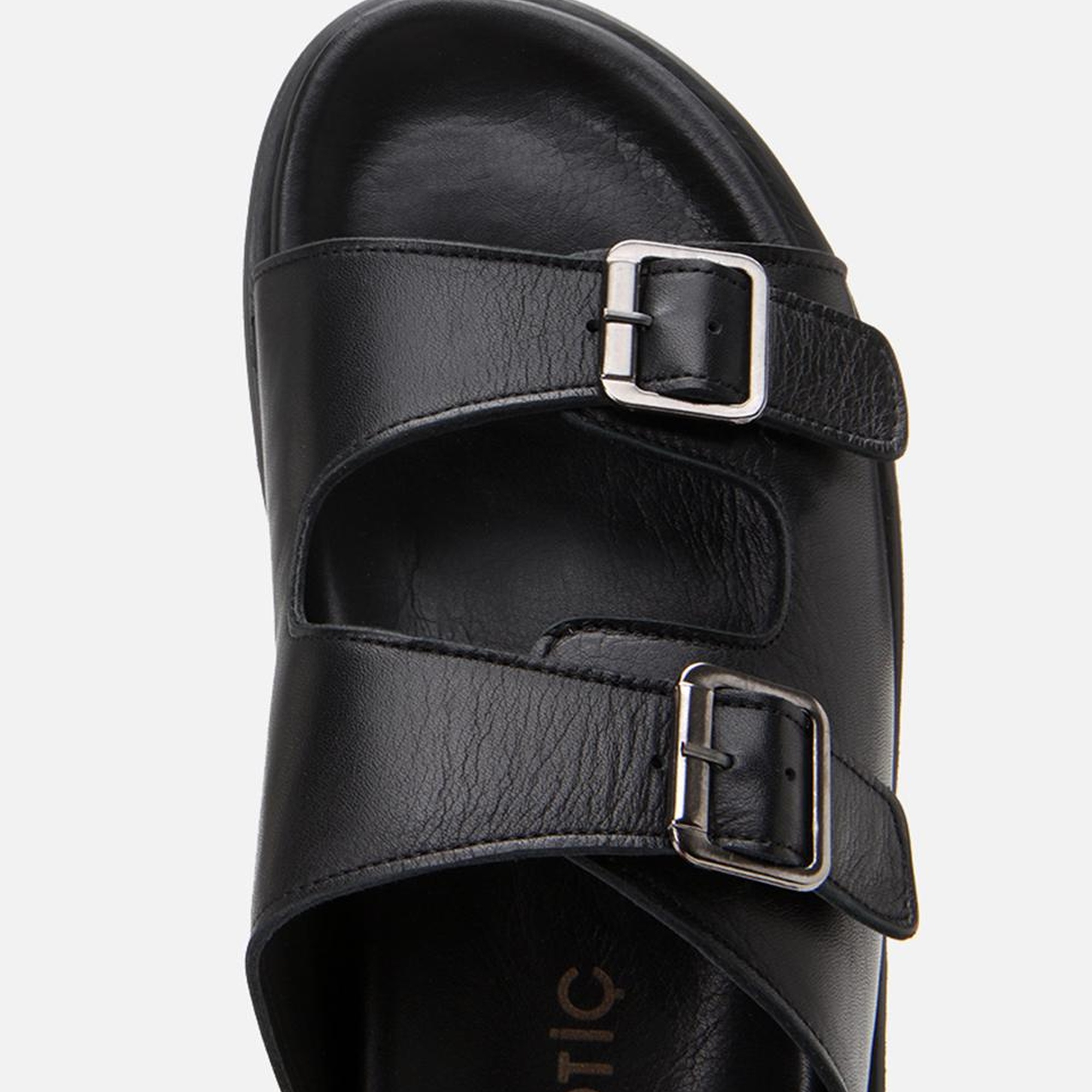 Erkek Deri Siyah Rahat Tabanlı Terlik