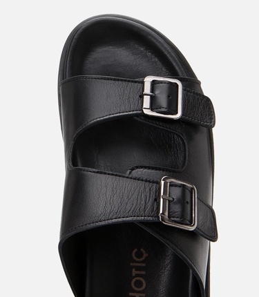  Erkek Deri Siyah Rahat Tabanlı Terlik