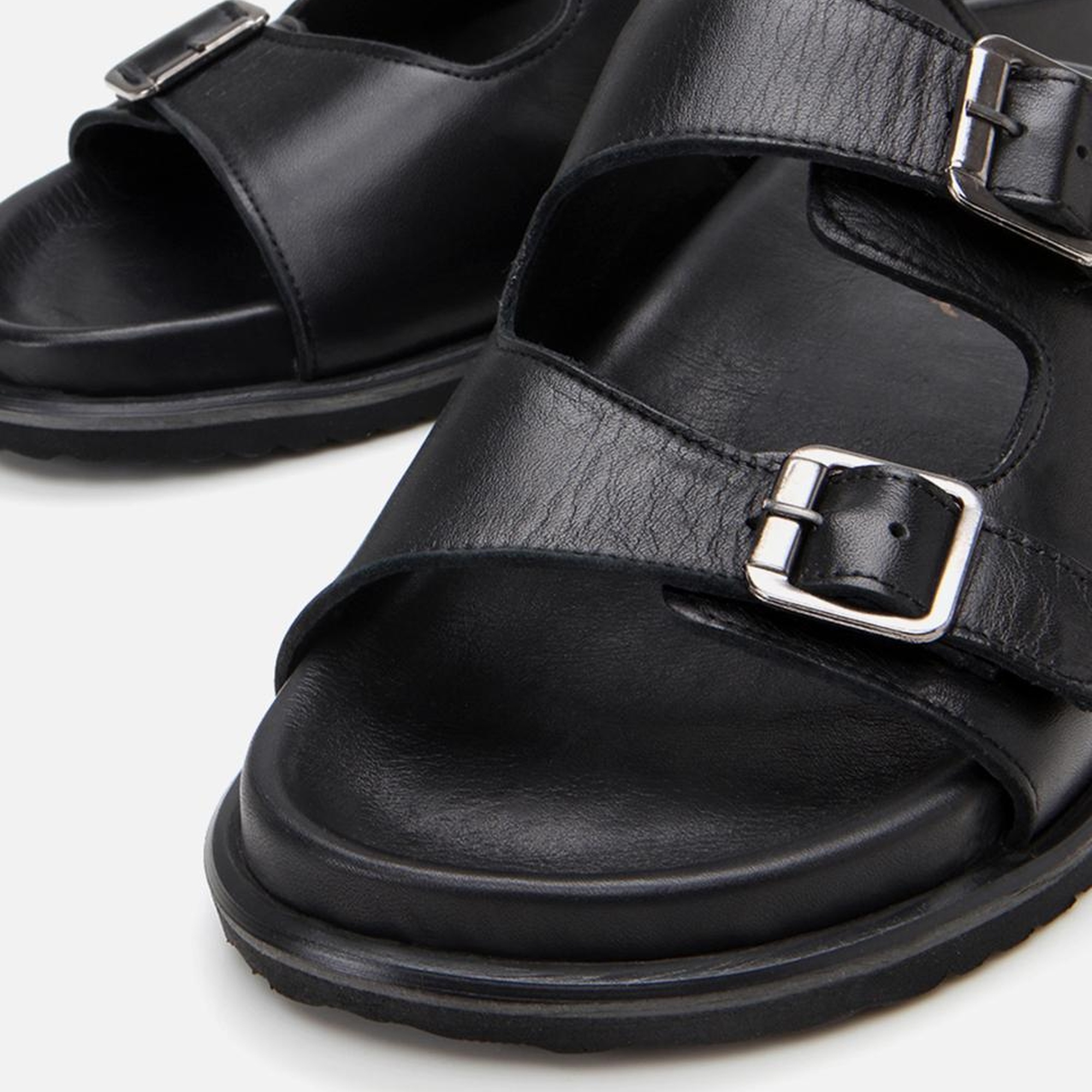 Erkek Deri Siyah Rahat Tabanlı Terlik