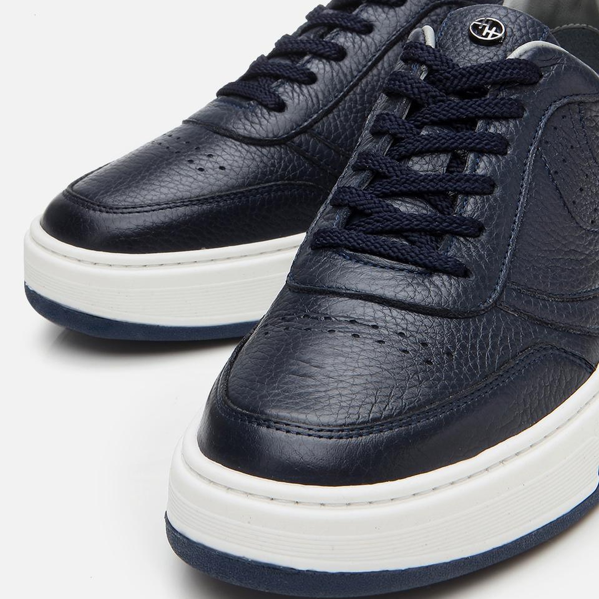 Erkek Deri Lacivert Yüksek Tabanlı Spor Ayakkabı