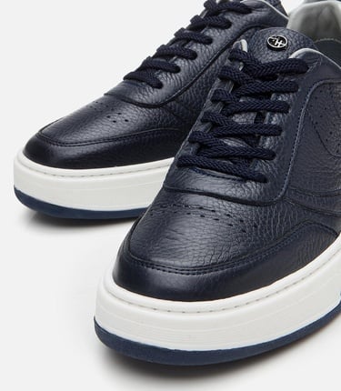  Erkek Deri Lacivert Yüksek Tabanlı Spor Ayakkabı