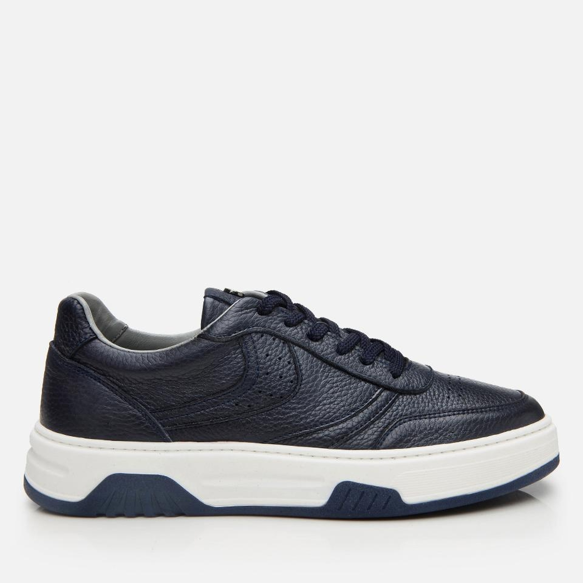 Erkek Deri Lacivert Yüksek Tabanlı Spor Ayakkabı