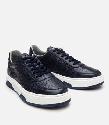  Erkek Deri Lacivert Yüksek Tabanlı Spor Ayakkabı