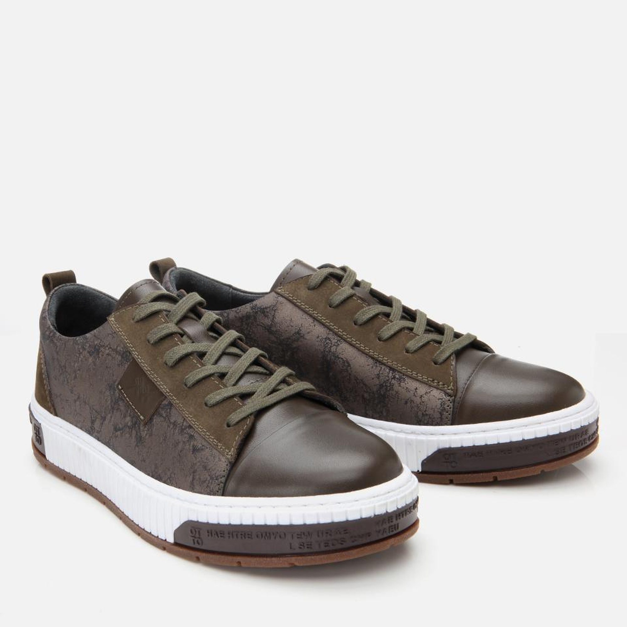 Erkek Deri Haki Baskılı Spor Ayakkabı