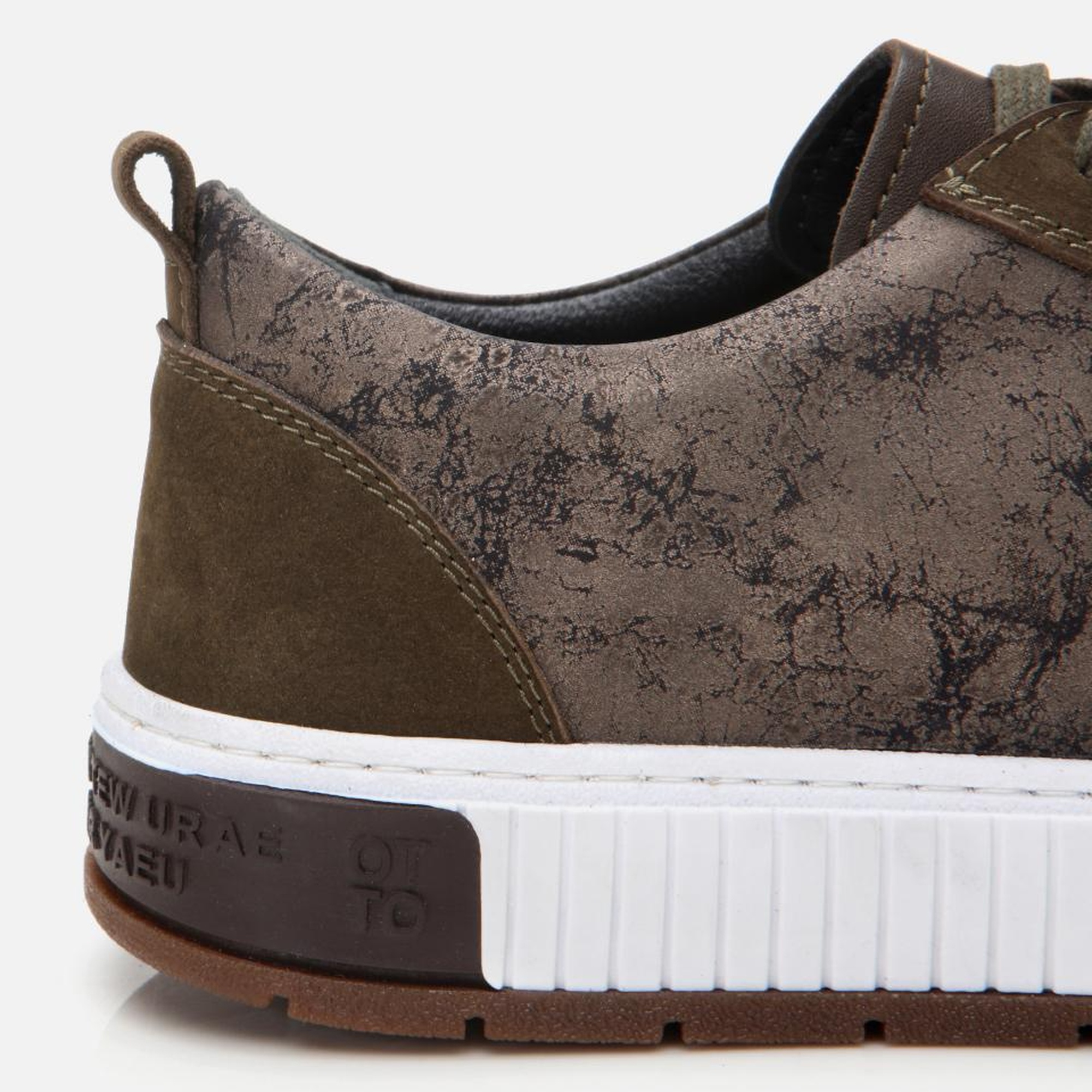 Erkek Deri Haki Baskılı Spor Ayakkabı