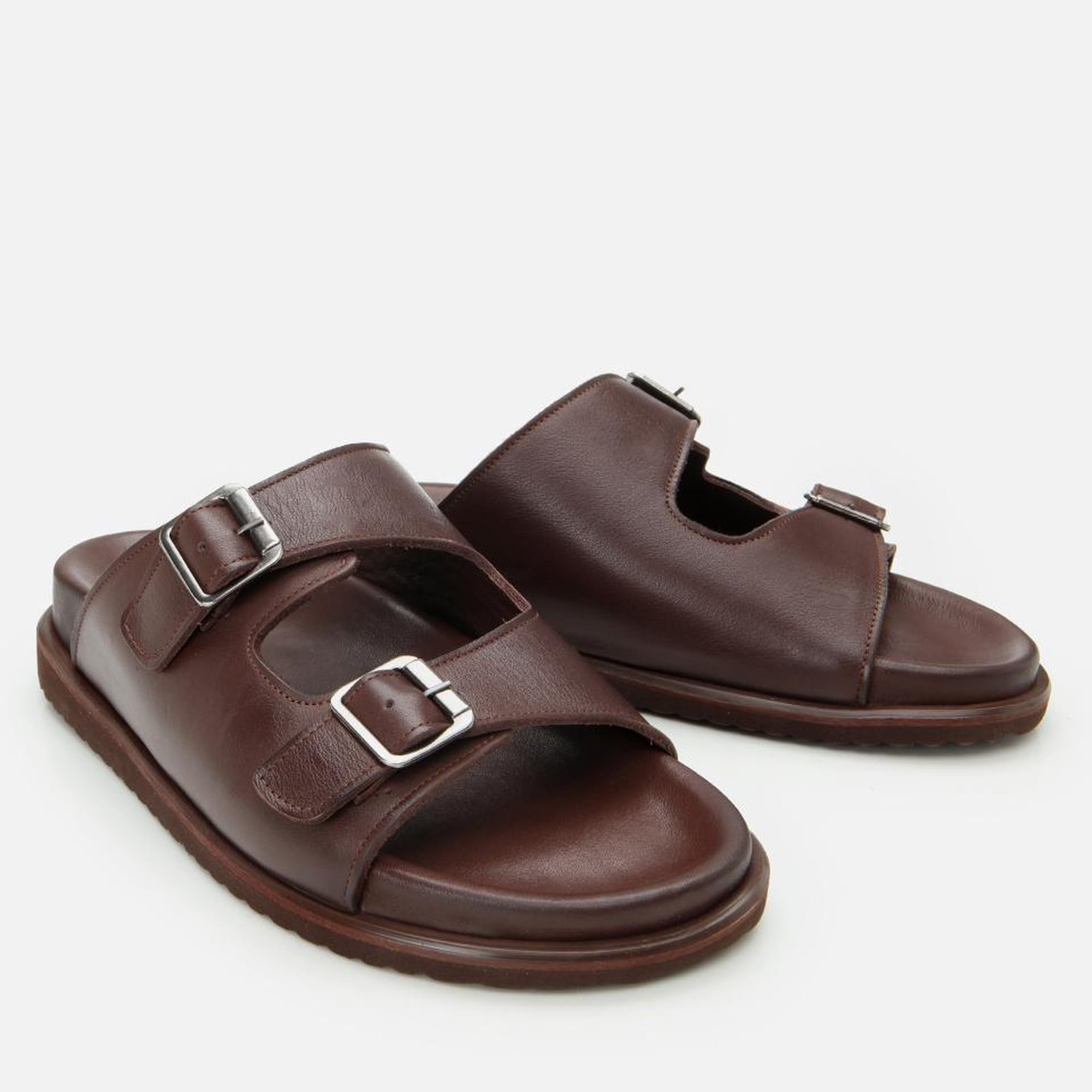 Erkek Deri Kahverengi Rahat Tabanlı Terlik