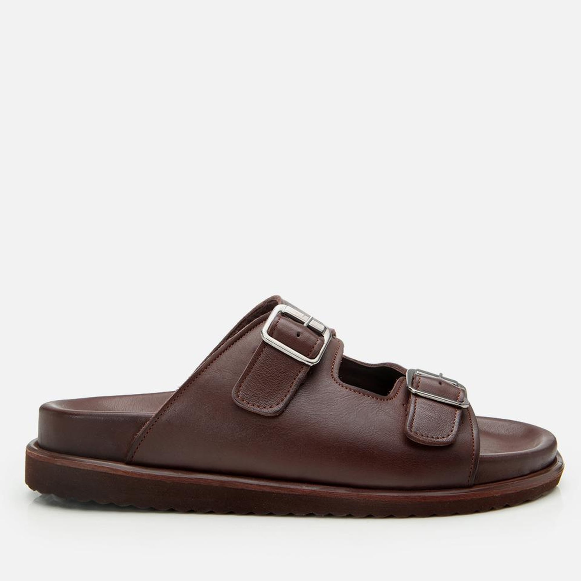 Erkek Deri Kahverengi Rahat Tabanlı Terlik