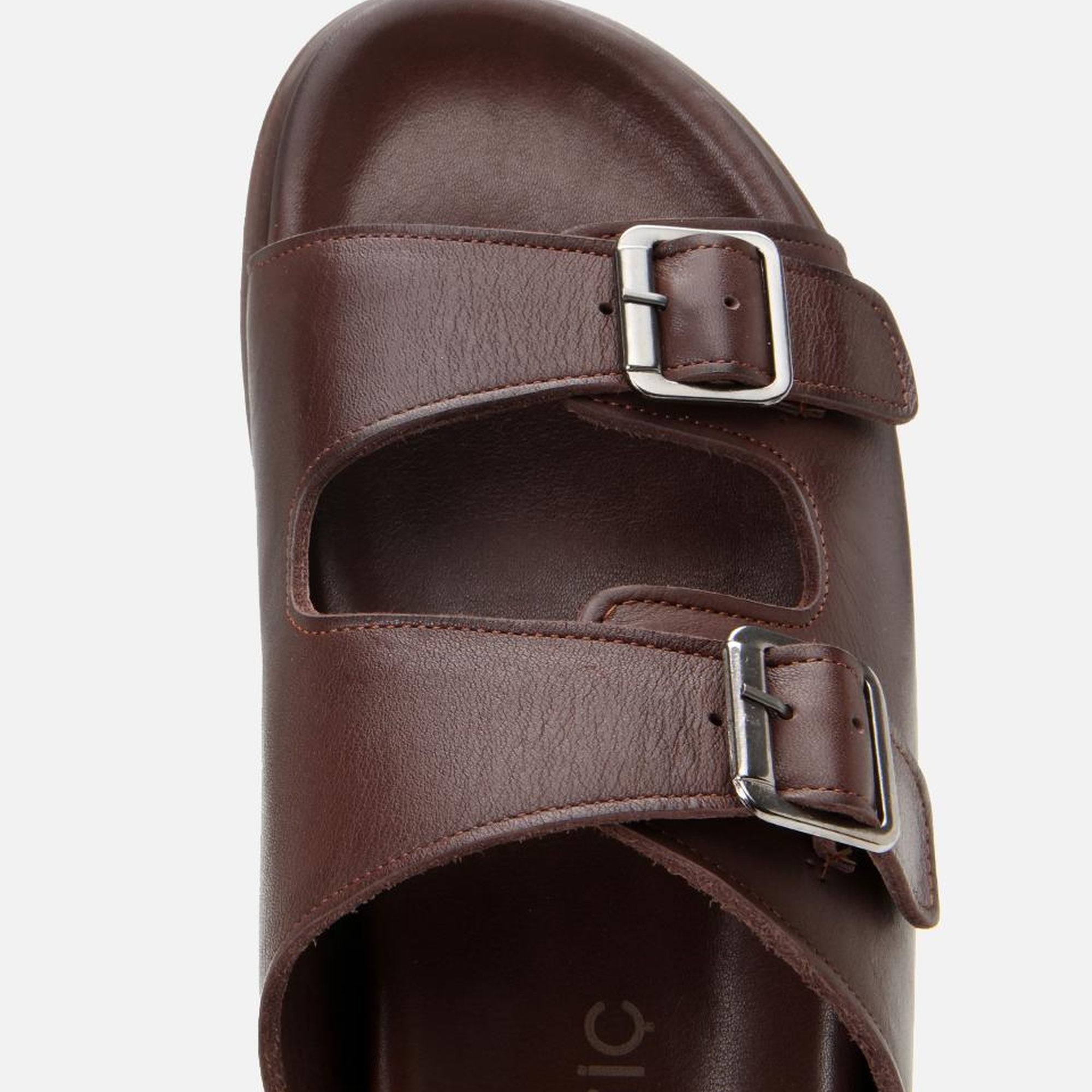 Erkek Deri Kahverengi Rahat Tabanlı Terlik