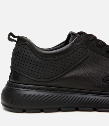  Erkek Deri Siyah Ultra Hafif Tabanlı Spor Ayakkabı