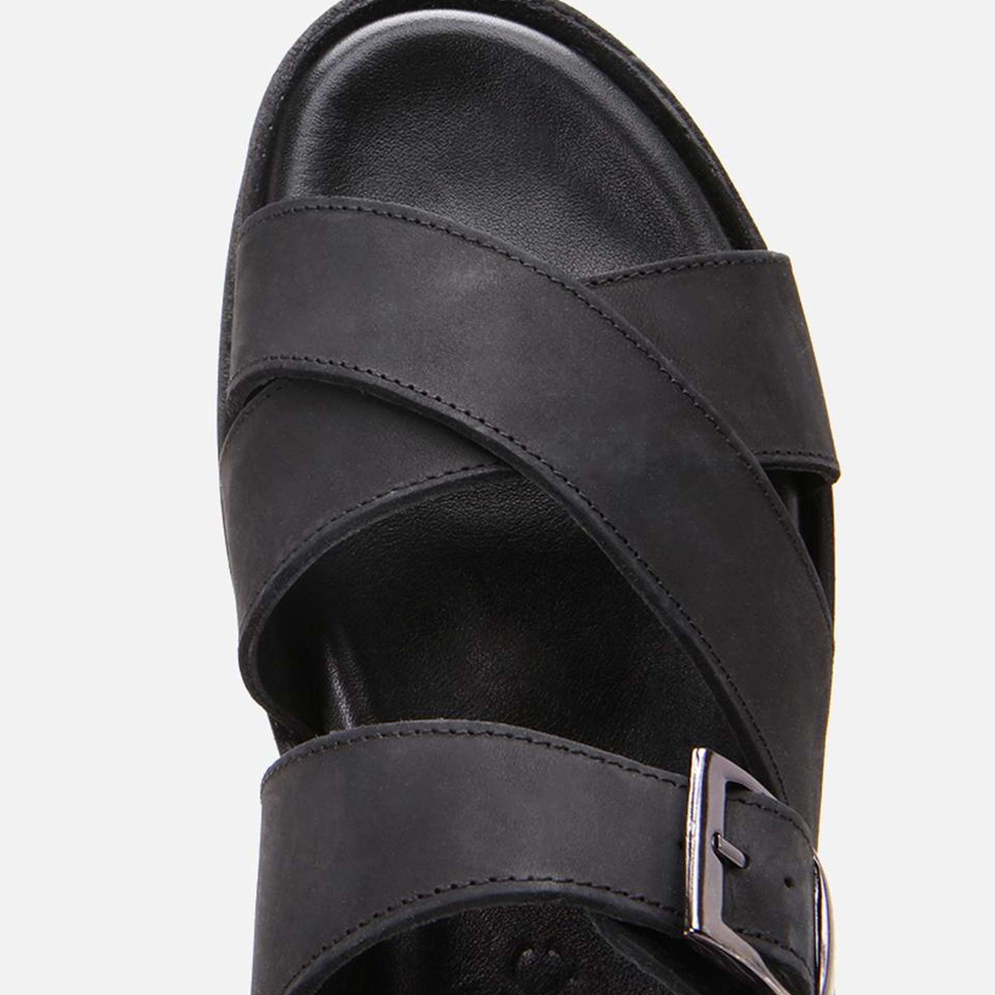 Erkek Deri Siyah Kemerli Sandalet