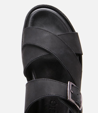  Erkek Deri Siyah Kemerli Sandalet