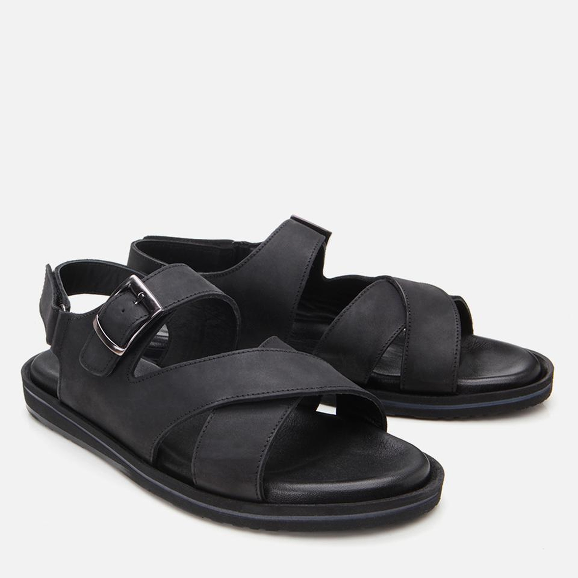 Erkek Deri Siyah Kemerli Sandalet