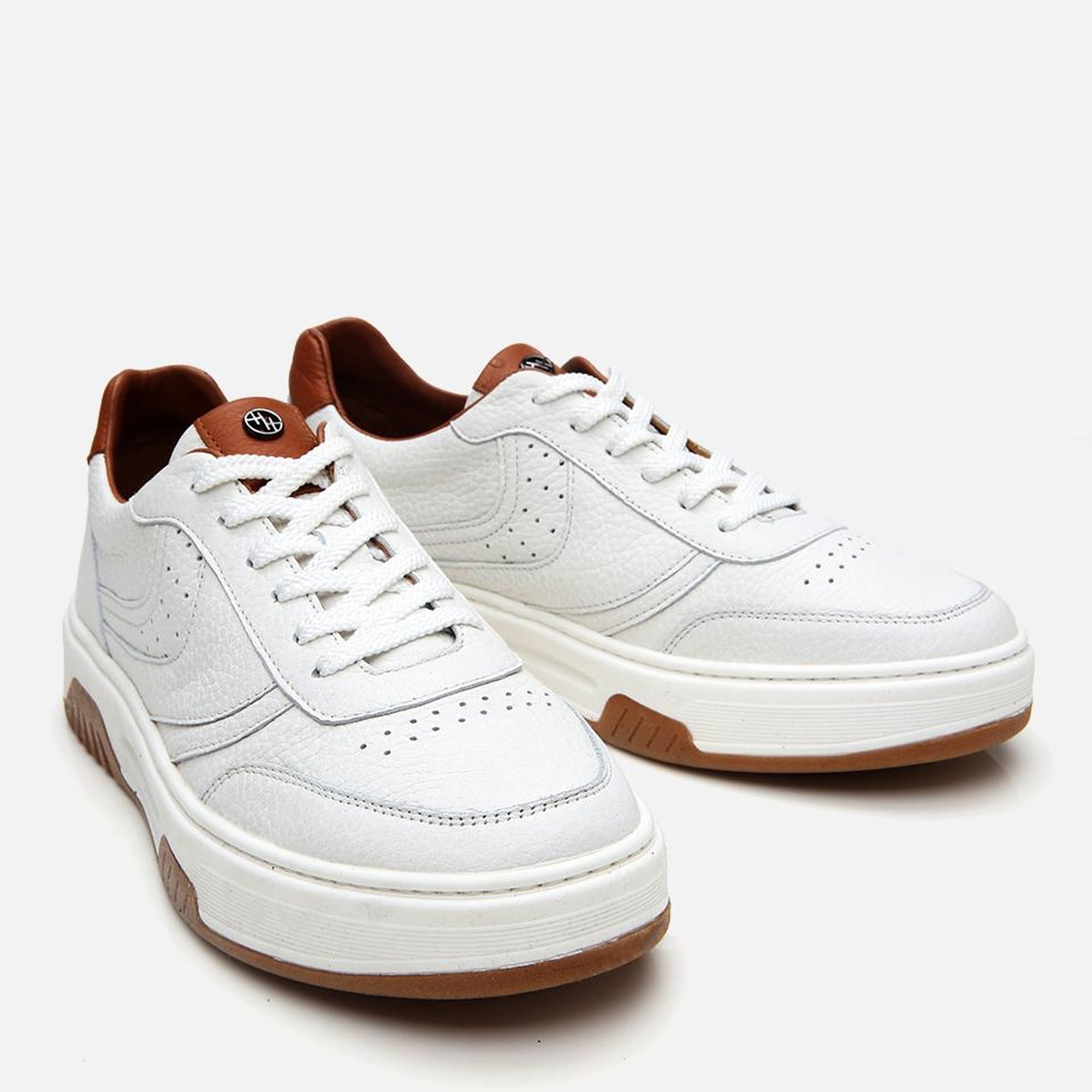 Erkek Deri Beyaz Yüksek Tabanlı Spor Ayakkabı