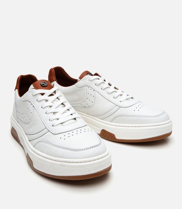  Erkek Deri Beyaz Yüksek Tabanlı Spor Ayakkabı