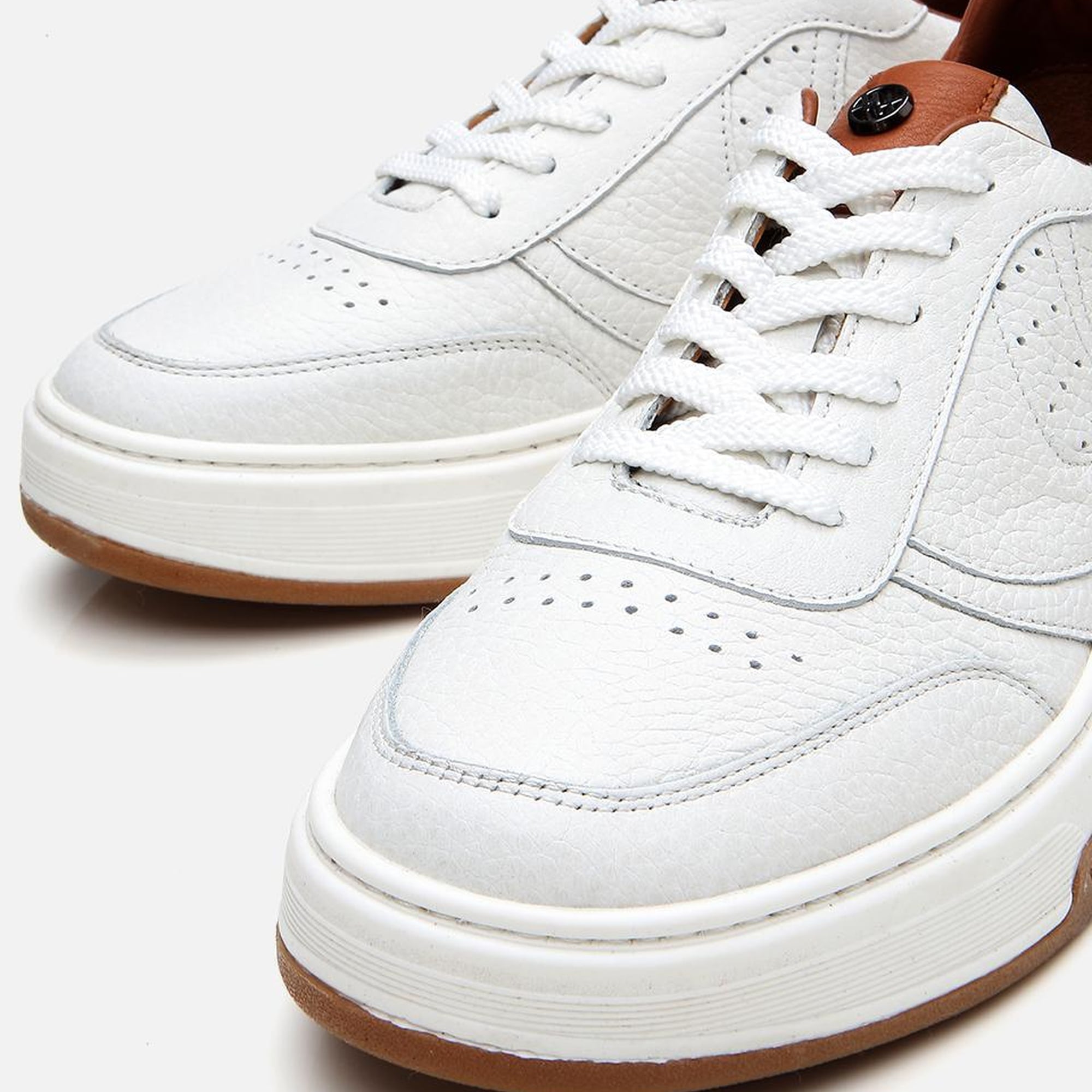 Erkek Deri Beyaz Yüksek Tabanlı Spor Ayakkabı