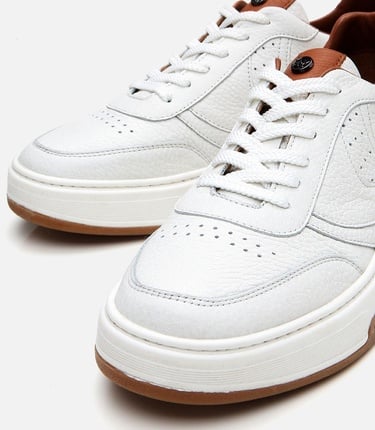  Erkek Deri Beyaz Yüksek Tabanlı Spor Ayakkabı