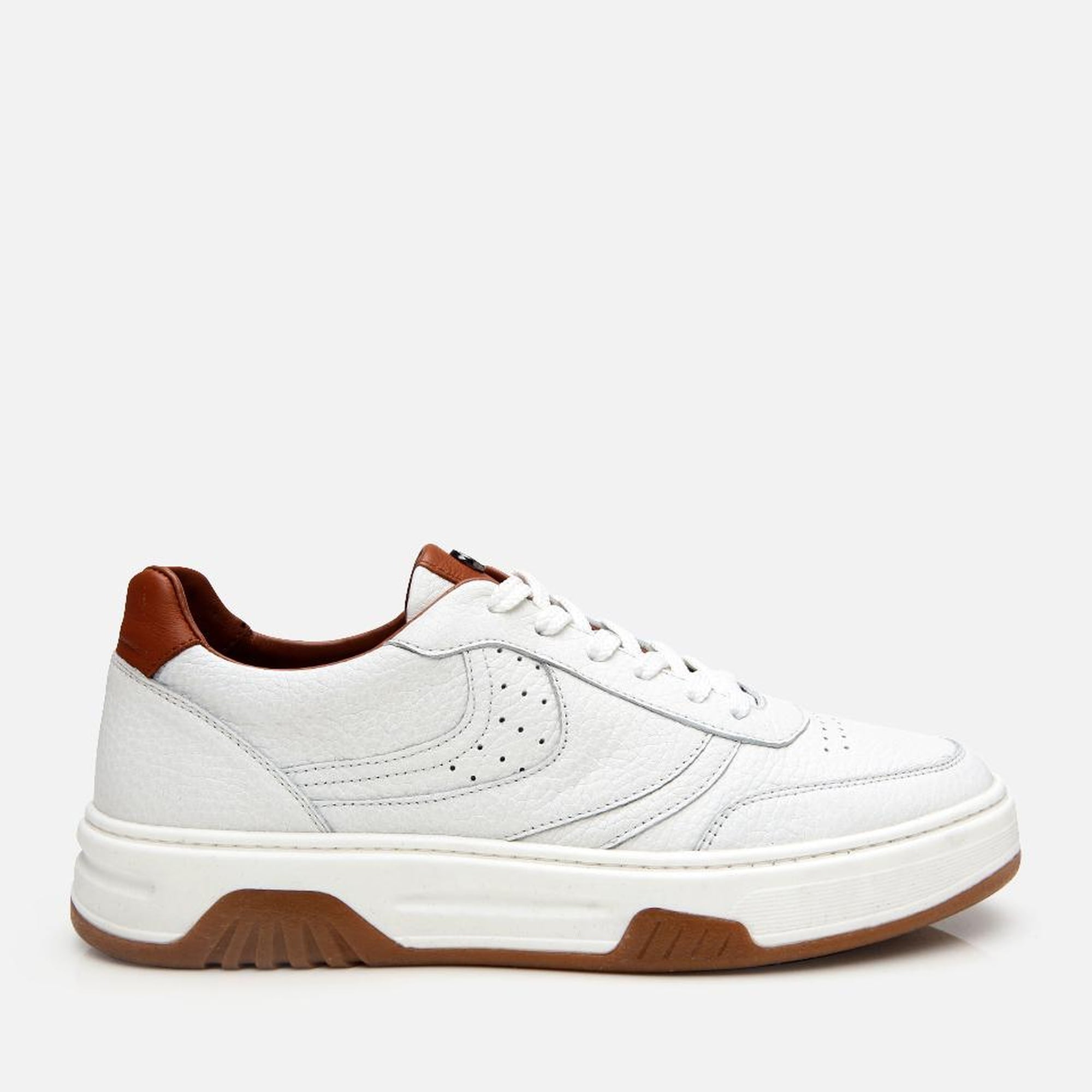 Erkek Deri Beyaz Yüksek Tabanlı Spor Ayakkabı