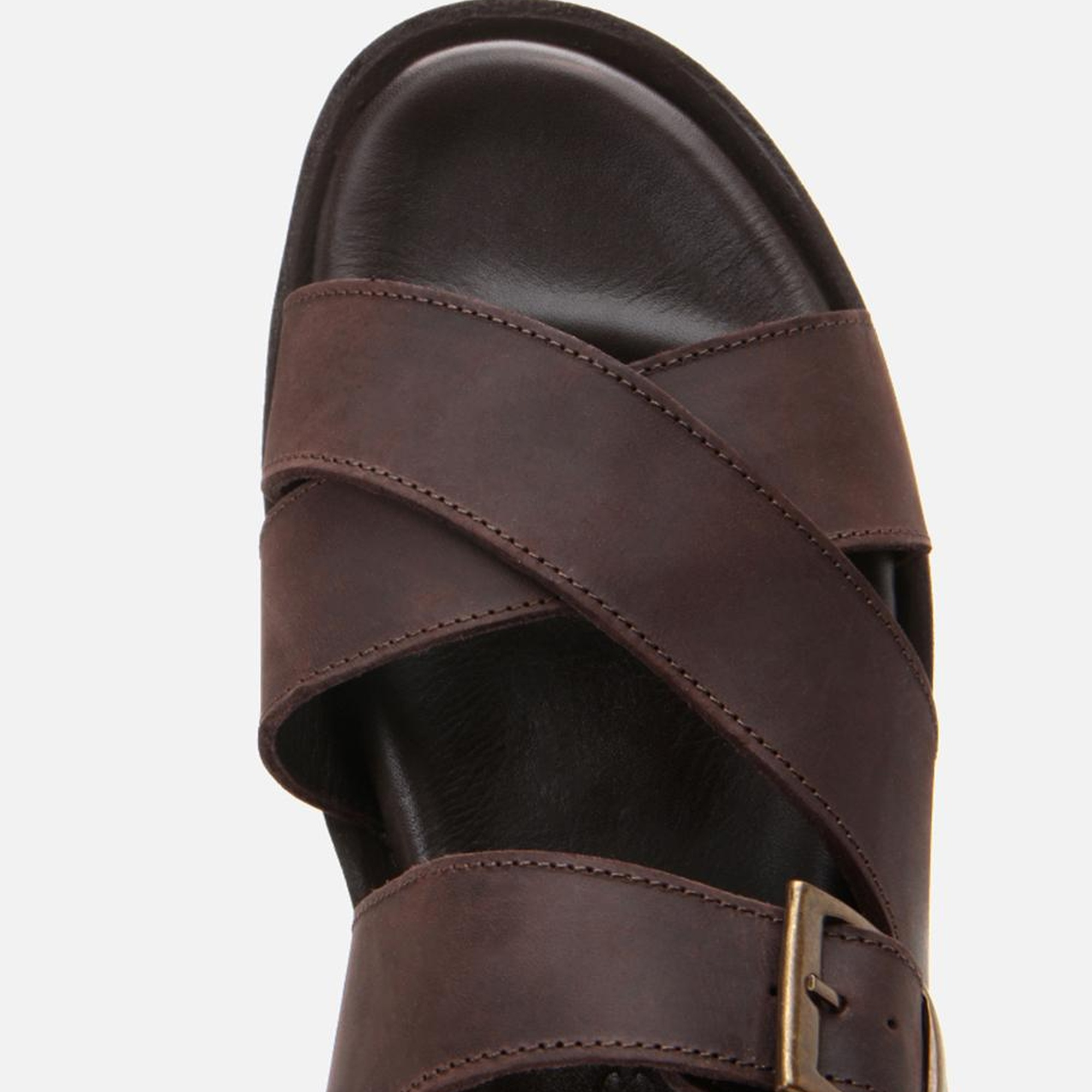 Erkek Deri Kahverengi Kemerli Sandalet