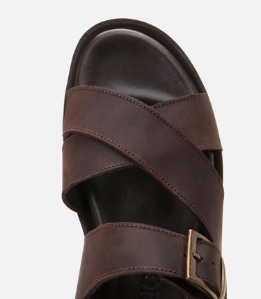  Erkek Deri Kahverengi Kemerli Sandalet