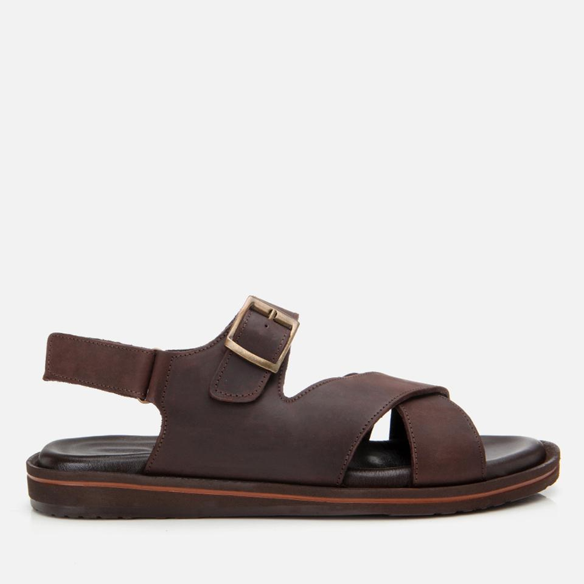 Erkek Deri Kahverengi Kemerli Sandalet