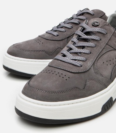  Erkek Nubuk Deri Gri Yüksek Tabanlı Spor Ayakkabı