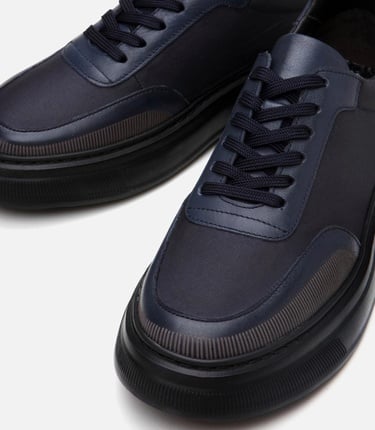  Erkek Deri Lacivert Ultra Hafif Tabanlı Spor Ayakkabı