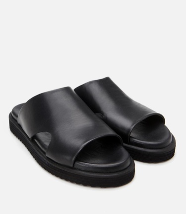  Erkek Deri Siyah Ultra Hafif Tabanlı Terlik