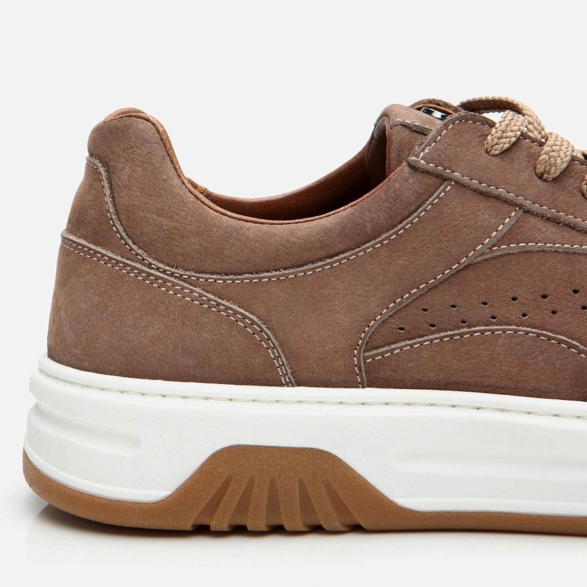 Erkek Nubuk Deri Yüksek Tabanlı Bej Spor Ayakkabı