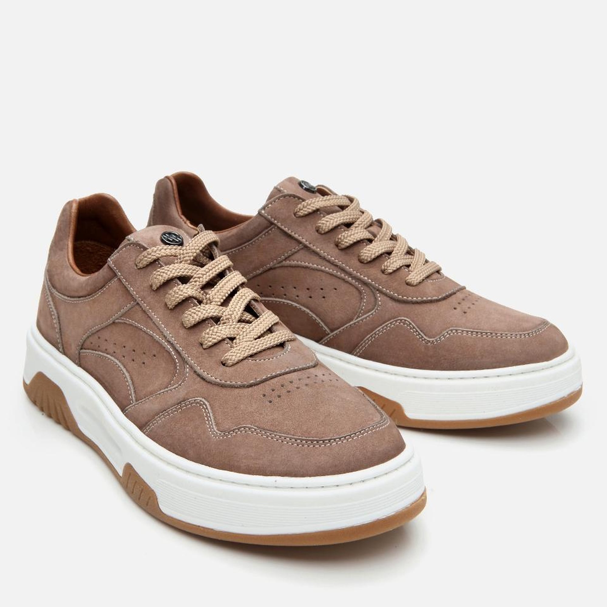 Erkek Nubuk Deri Yüksek Tabanlı Bej Spor Ayakkabı