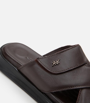  Erkek Deri Kahverengi Ayarlanabilir Terlik