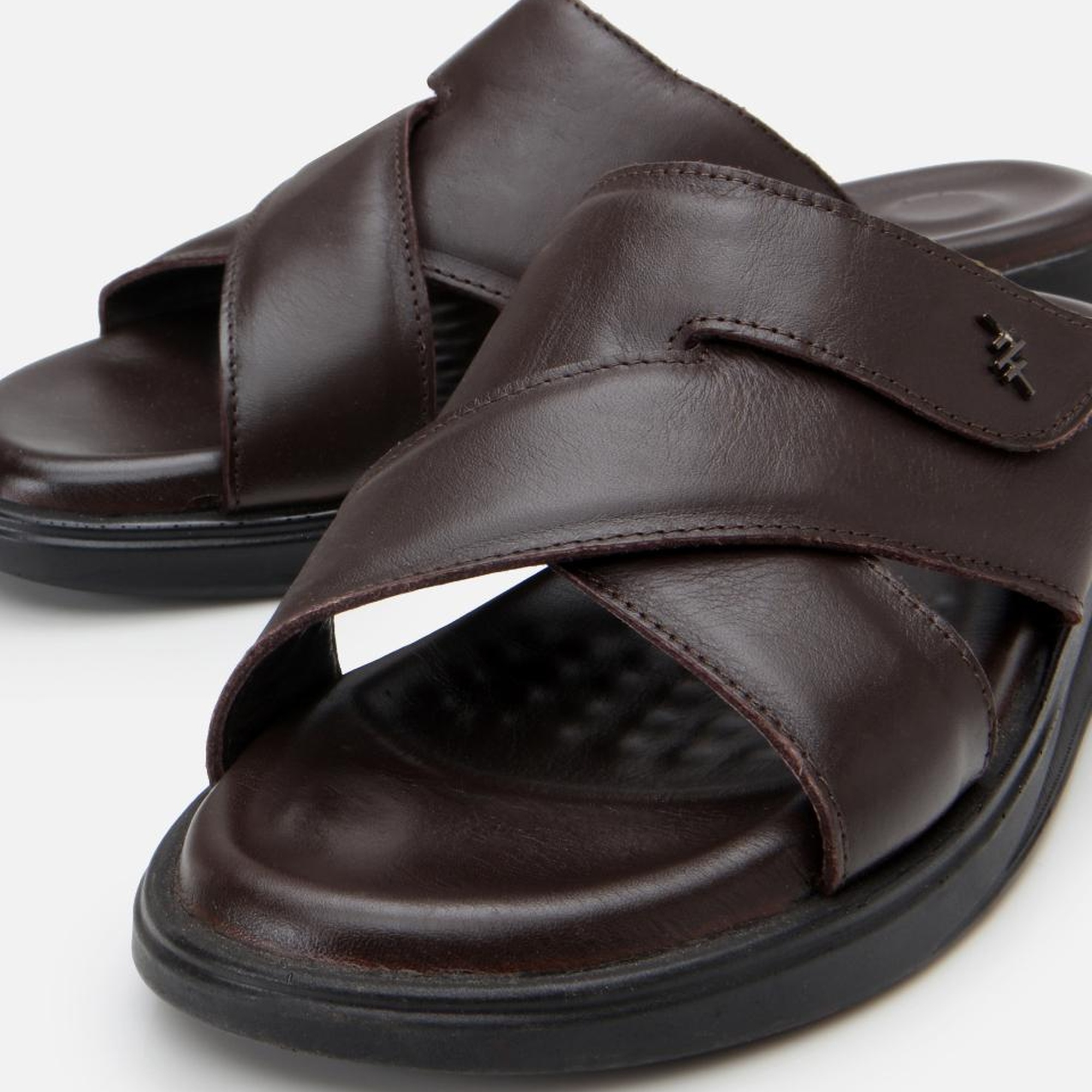 Erkek Deri Kahverengi Ayarlanabilir Terlik