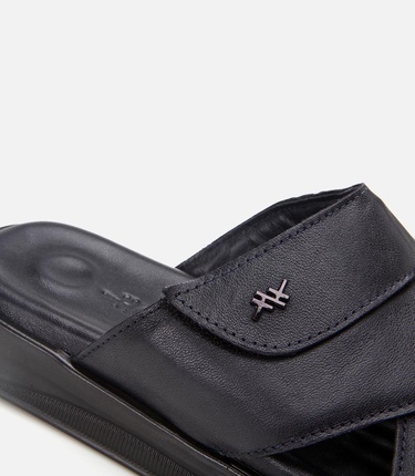  Erkek Deri Lacivert Ayarlanabilir Terlik