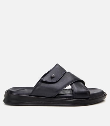  Erkek Deri Lacivert Ayarlanabilir Terlik