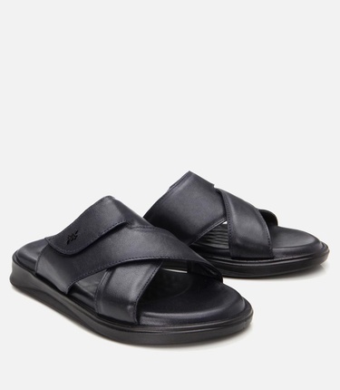  Erkek Deri Lacivert Ayarlanabilir Terlik