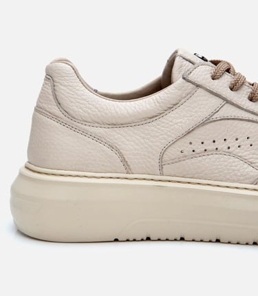  Erkek Deri Bej Yüksek Tabanlı Spor Ayakkabı