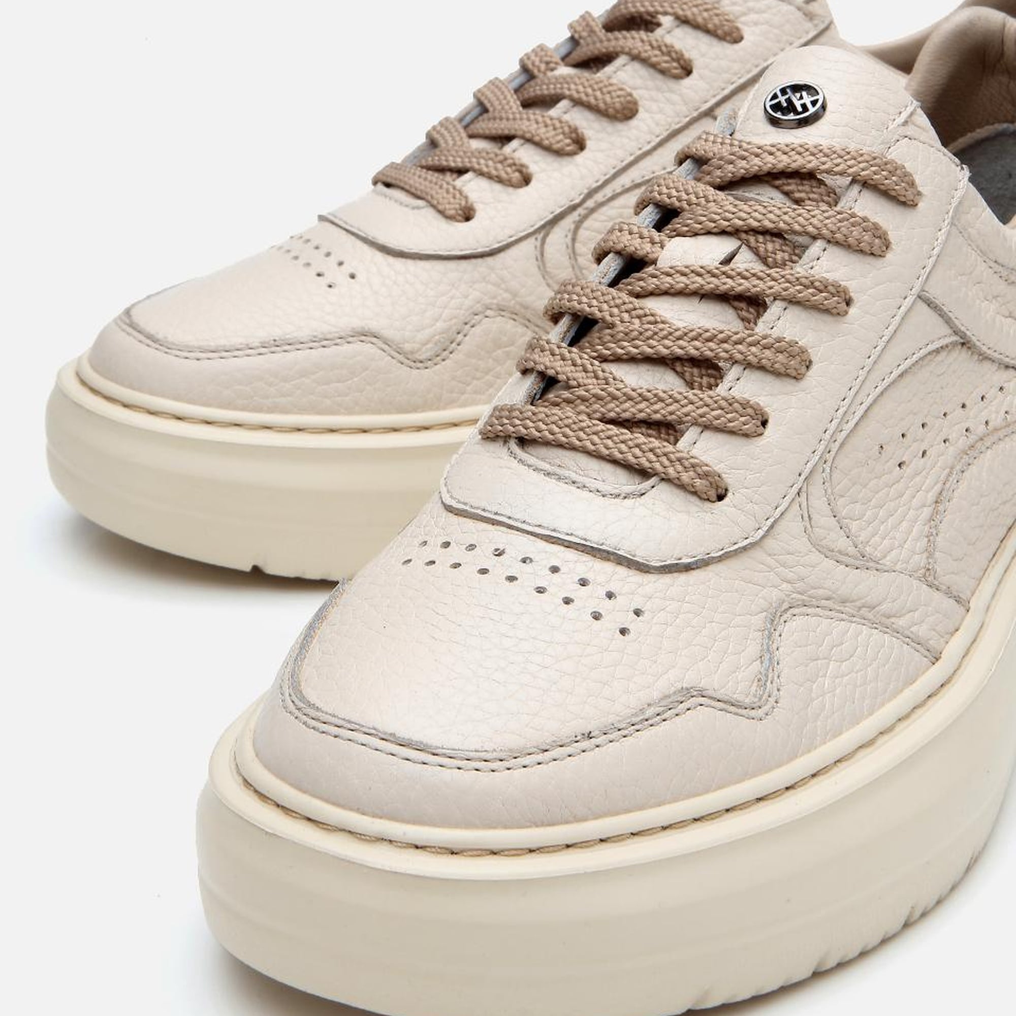 Erkek Deri Bej Yüksek Tabanlı Spor Ayakkabı