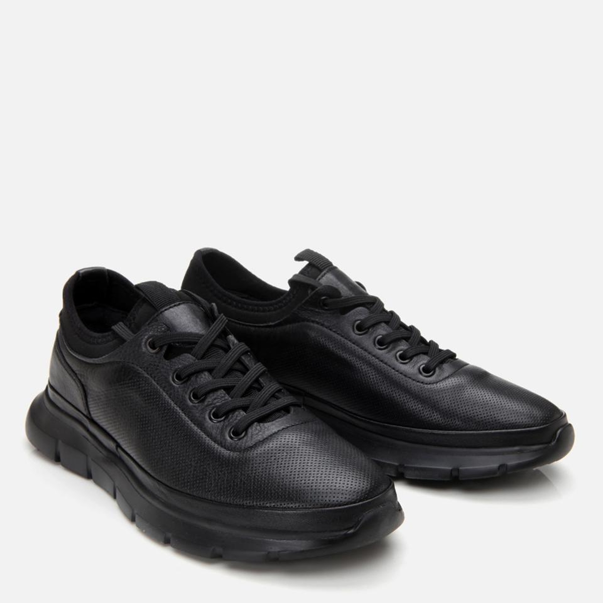 Erkek Deri Siyah Ultra Hafif Tabanlı Spor Ayakkabı