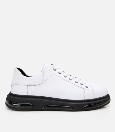  Erkek Deri Beyaz Hafif Tabanlı Spor Ayakkabı