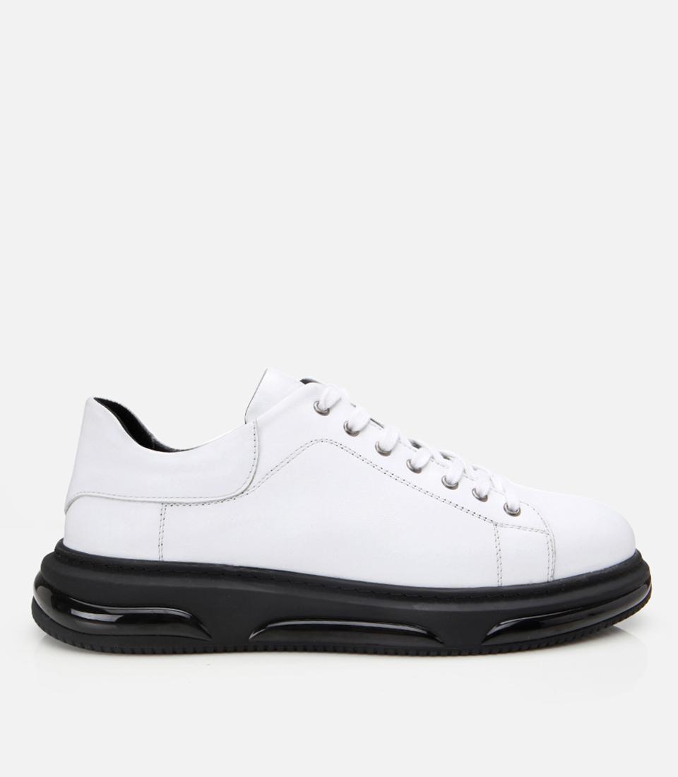  Erkek Deri Beyaz Hafif Tabanlı Spor Ayakkabı