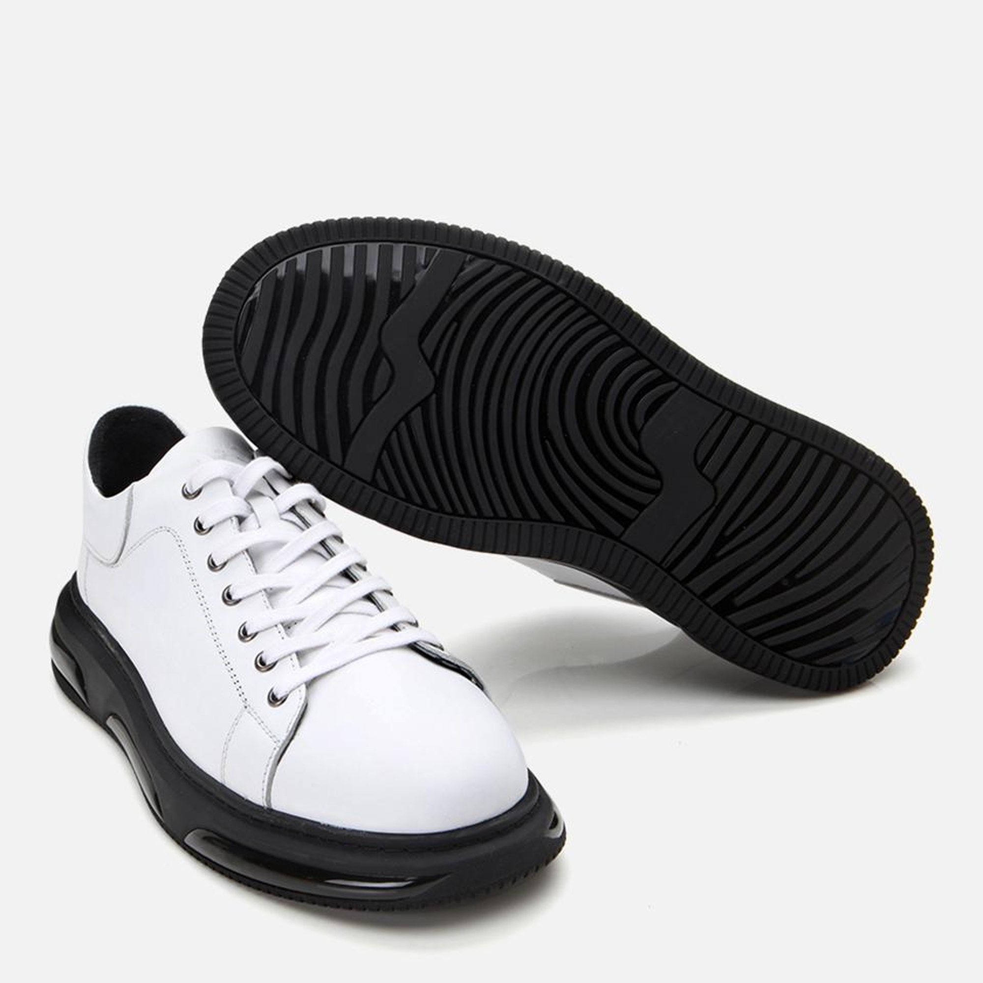 Erkek Deri Beyaz Hafif Tabanlı Spor Ayakkabı