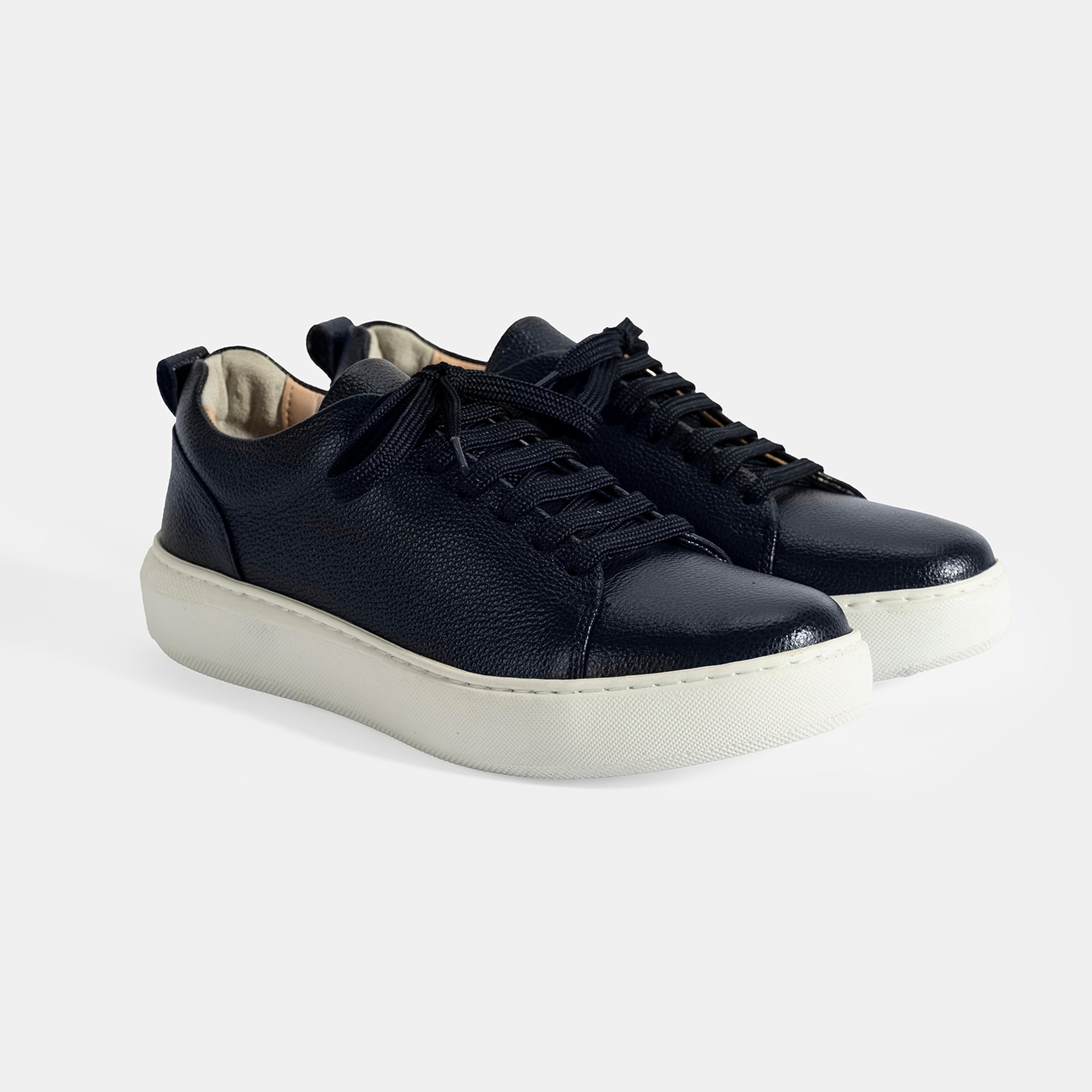 Kadın Lacivert Bağcıklı Deri Günlük Ayakkabı