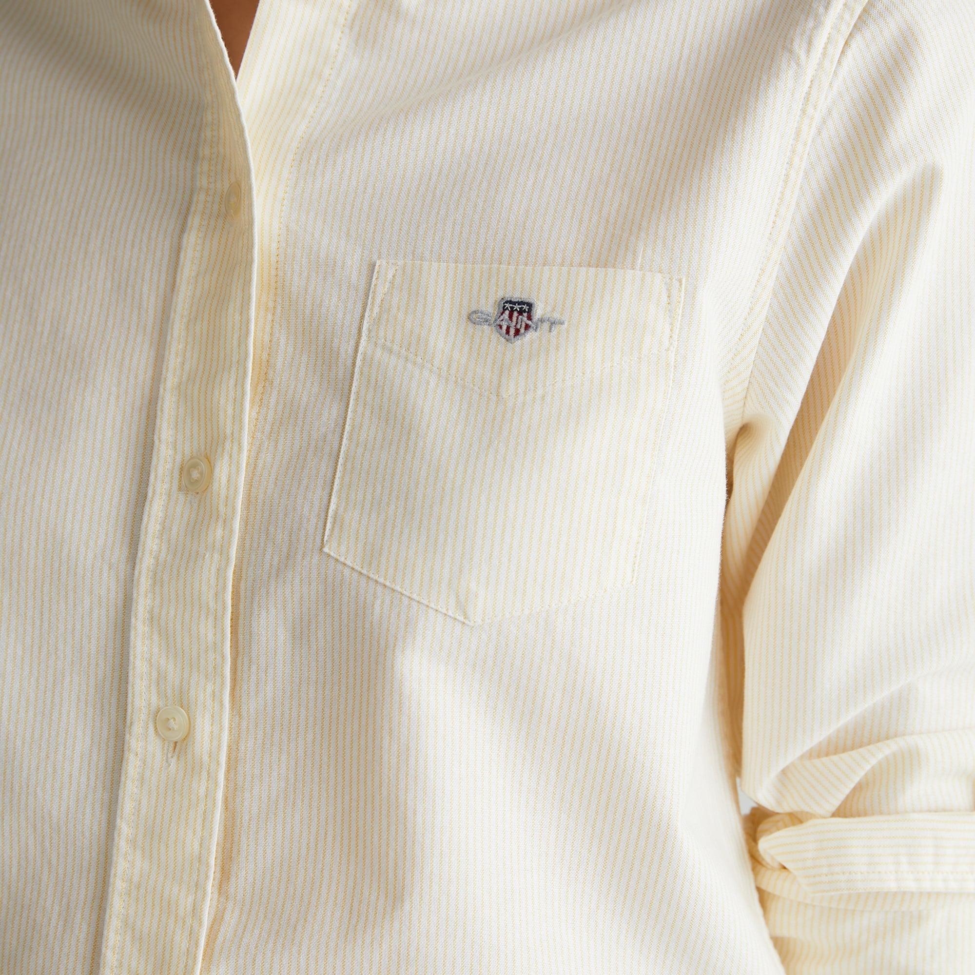 GANT Kadın Sarı Regular Fit Düğmeli Yaka Çizgili Gömlek