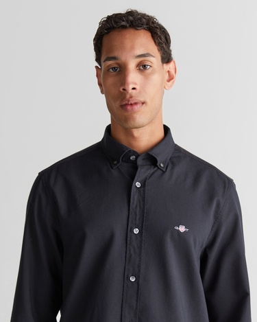  GANT Erkek Siyah Regular Fit Düğmeli Yaka Gömlek