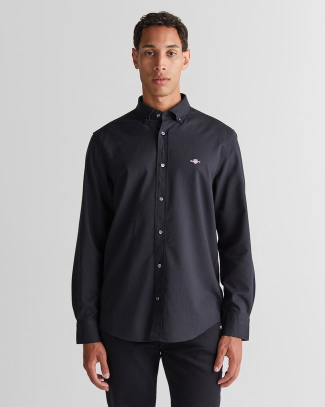  GANT Erkek Siyah Regular Fit Düğmeli Yaka Gömlek