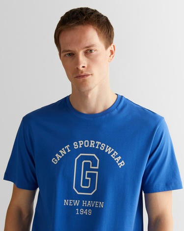  GANT Erkek Mavi Regular Fit Bisiklet Yaka Logolu T-Shirt