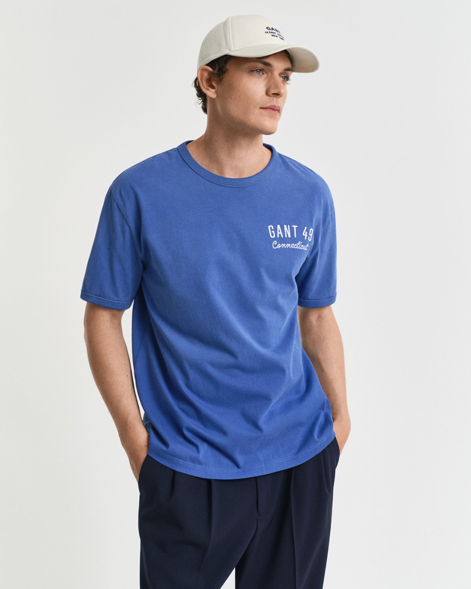  GANT Erkek Mavi Relaxed Fit Bisiklet Yaka Logolu T-Shirt