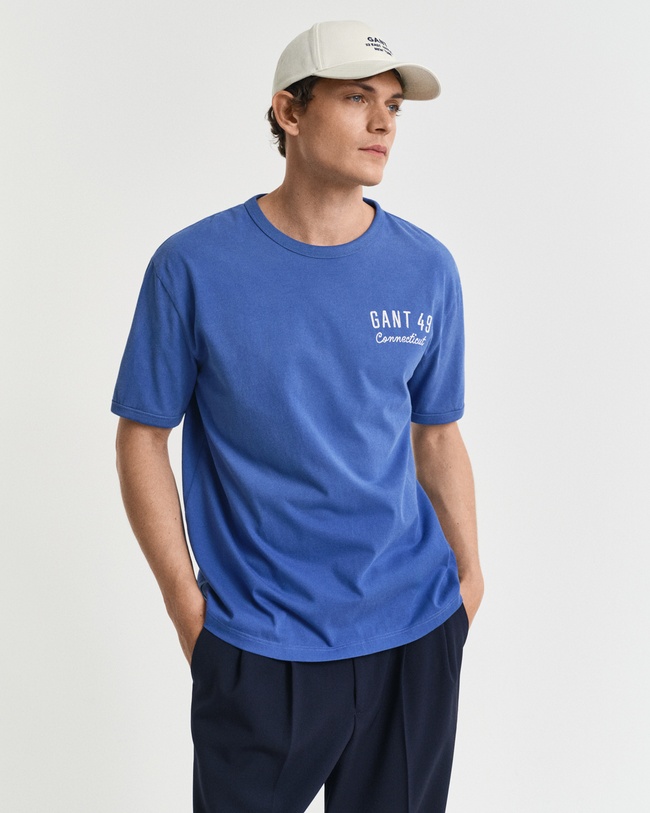  GANT Erkek Mavi Relaxed Fit Bisiklet Yaka Logolu T-Shirt