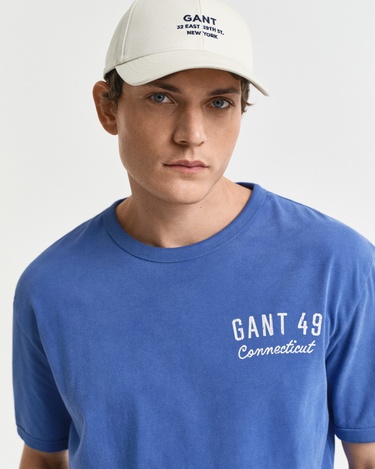  GANT Erkek Mavi Relaxed Fit Bisiklet Yaka Logolu T-Shirt