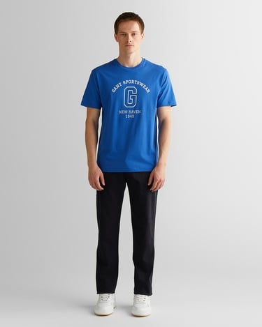  GANT Erkek Mavi Regular Fit Bisiklet Yaka Logolu T-Shirt