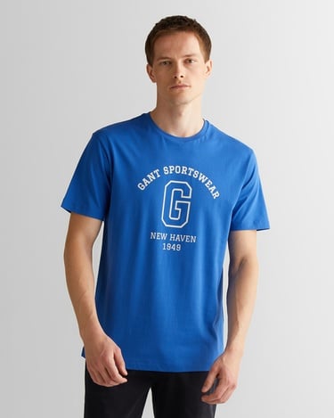  GANT Erkek Mavi Regular Fit Bisiklet Yaka Logolu T-Shirt